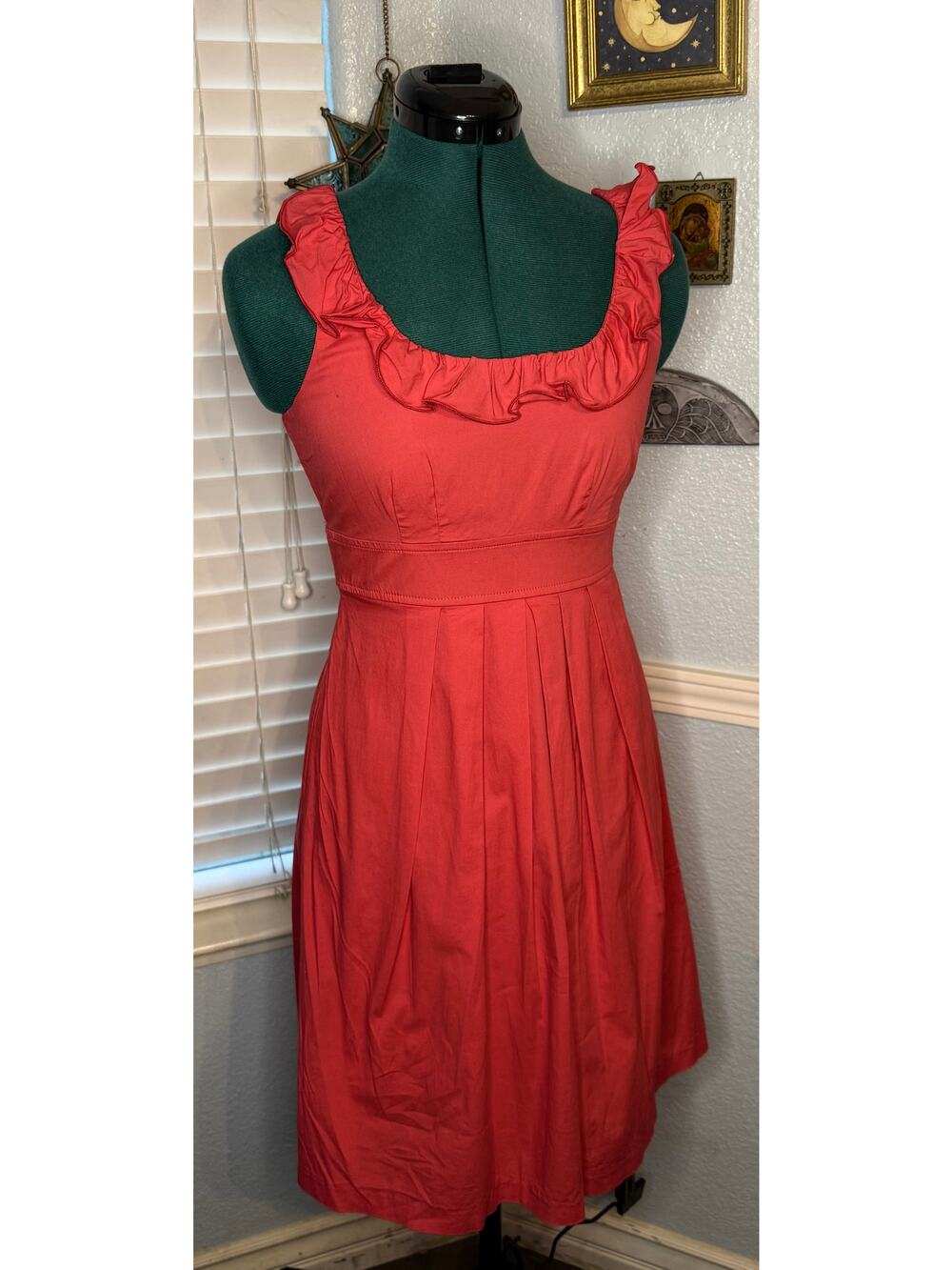Coral Peasant Dress